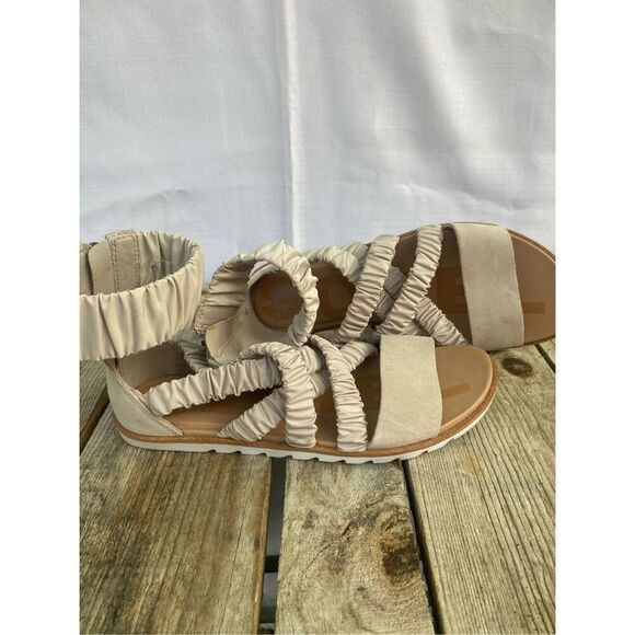 SOREL Women’s Size 9 Kinetic Sandals Suede Strappy Zip Back Gladiator Taupe Beig - Picture 8 of 8